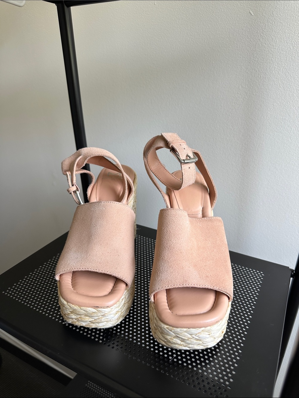 Marc Fisher Pink Suede Platform Espadrille Sandals